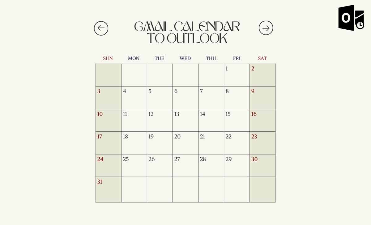 Gmail Calendar to Outlook
