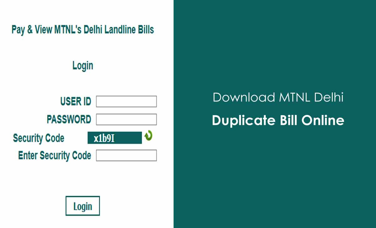 MTNL Delhi Duplicate Bill
