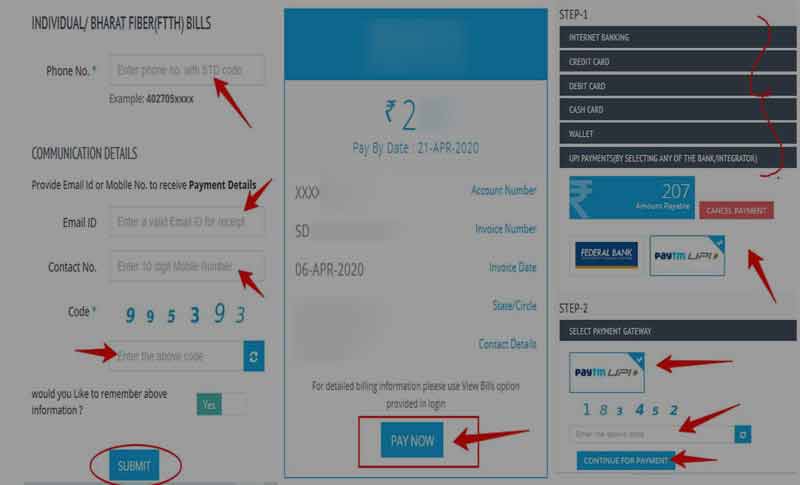 Pay BSNL Bill Process Steps