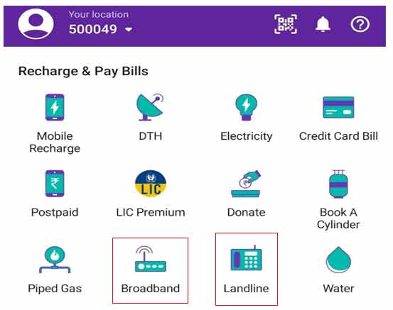 Phonepe BSNL Landline Bill 