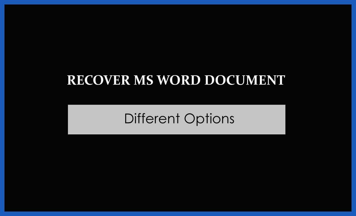 Recover Word Document